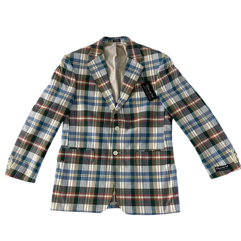 Kilburne and Finch Blazer Mens S 36-38 Madras Plaid NWT Summer Casual Sport Coat